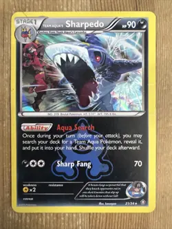 Pokemon TCG Team Aqua's Sharpedo Double Crisis 21/34 Holo Holo Rare DMG - Image 1