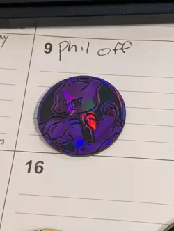 Mewtwo Coin Purple Cracked Ice Holo Pokemon TCG Official - Image 1