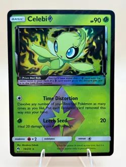 Celebi ◇ 19/214 Prism Star Rare Lost Thunder Pokemon Near Mint - Image 1