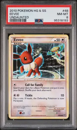 2010 Pokemon Heartgold & Soulsilver Eevee #48/90 Undaunted PSA 8 - Image 1