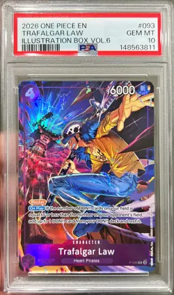 One Piece English Trafalgar Law Illustration Box Vol 6 P-093 PSA 10 Gem Mint - Image 1