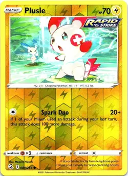 Plusle 089/264 Common Fusion Strike Pokemon Reverse Holo Near Mint - Image 1