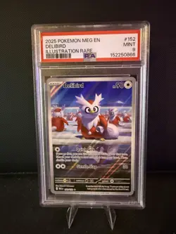 2025 Pokemon PSA 9 Delibird #152/132 Mega Evolution Base Set Illustration Rare - Image 1