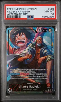 2025 ONE PIECE OP12-LEGACY OF THE MASTER ALTERNATE ART SILVERS RAYLEIGH PSA 10 - Image 1
