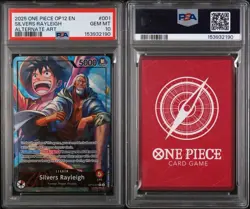 2025 ONE PIECE OP12-LEGACY OF THE MASTER ALTERNATE ART SILVERS RAYLEIGH PSA 10 - Image 3
