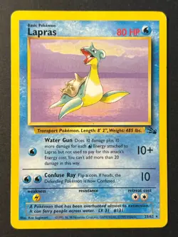 Lapras 25/62 Fossil Unlimited - Non Holo Rare - WOTC Pokemon Card LP - - Image 1