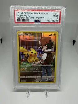 Pikachu 241/236 PSA 9 Mint Pokemon Card Cosmic Eclipse Secret Rare - Image 1