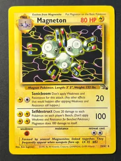 Magneton 26/62 Fossil Unlimited Rare - WOTC Pokemon Card LP - - Image 1