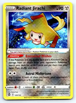 Pokemon Radiant Jirachi SWSH12: Silver Tempest SWSH12 Holo 120/195 LP Radiant Ra - Image 1