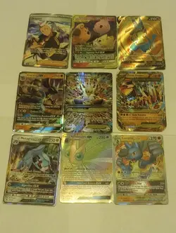 9 Pokemon card in played condition, ranging from old to new, includes gx and ex - Image 1