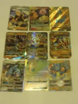9 Pokemon card in played condition, ranging from old to new, includes gx and ex - Image 3