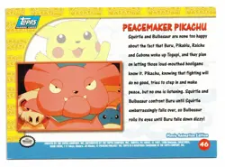 Pokemon Card Topps HOLO FOIL Peacemaker Pikachu Movie Animation #46 Blue Logo! - Image 2