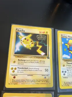 Pokemon Card LOT Flying Pikachu WOTC Black Star Promo surfing 25, 28, 4, and 1 - Image 5