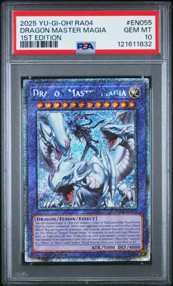 🔥PSA 10🔥DRAGON MASTER MAGIA QUARTER CENTURY STAMPEDE RA04-EN055 - Image 1