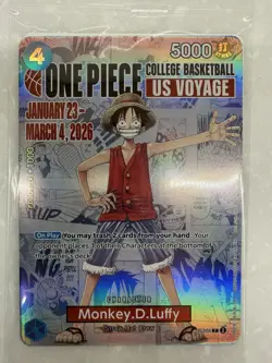 One Piece Monkey D. Luffy US Voyage College Basketball Promo Card SEALED - Image 1