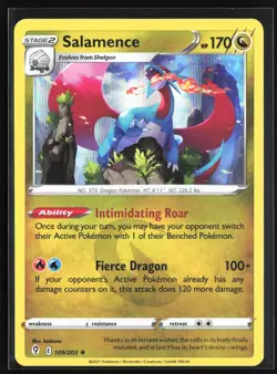 Pokemon TCG - Salamence Holo Holo Rare SWSH07: Evolving Skies 109/203 LP - Image 1
