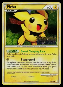 Pokemon Card HeartGold & SoulSilver Pichu 28/123 Prerelease Holo Promo STAMPED - Image 1