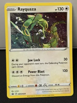 Pokemon TCG Sword & Shield Rayquaza SWSH029 Black Star Promo Cosmos Holo NM! - Image 1