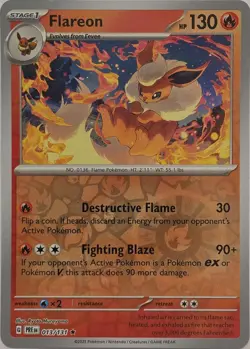 Flareon 013/131 Holo Rare Prismatic Evolutions Pokemon Reverse Holo Near Mint - Image 1