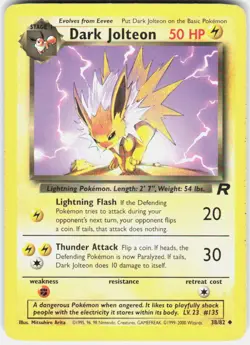 Dark Jolteon 38/82 Uncommon Team Rocket Pokemon Unlimited MP - Image 1