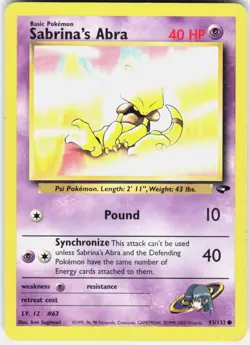 Sabrina's Abra 93/132 Common Gym Challenge Pokemon Unlimited LP - Image 1