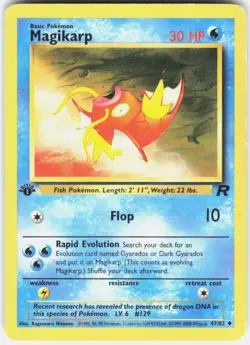 Magikarp 47/82 Uncommon Team Rocket Pokemon 1st Edition HP - Image 1