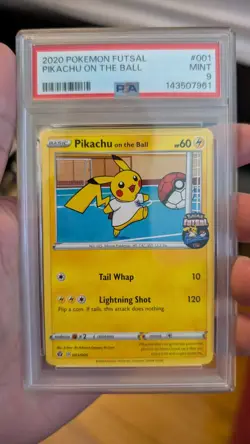 2020 POKEMON FUTSAL #001 PIKACHU ON THE BALL PSA 9 - Image 1