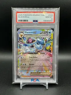 GLACEON 26/131 HOLIDAY CALENDAR SNOWFLAKE STAMPED PSA 10 GEM MINT 2025 POKEMON - Image 1
