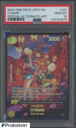 2024 One Piece OP07 EN O-Nami Special Alternate Art #101 PSA 10 GEM MINT - Image 1