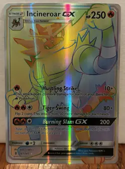 Pokemon Incineroar GX Secret Rare Full Art Holo 147/145 SM-Guardians Rising - Image 1
