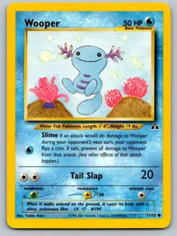 Wooper 71/75 Common Neo Discovery Pokemon Unlimited Lightly Played - Image 1