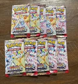 **LOT OF 10** Pokemon Prismatic Evolutions ENGLISH Booster Packs, NEW, SEALED - Image 1