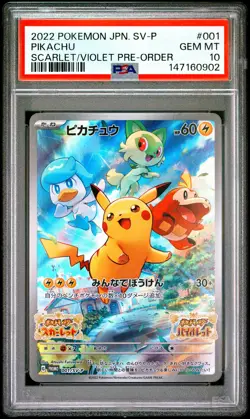 2022 POKEMON JAPANESE SV PROMO SCARLET & VIOLET PRE-ORDER #001 PIKACHU PSA 10 - Image 1