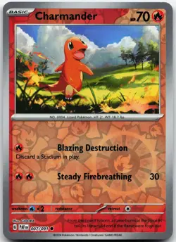 CHARMANDER 007/091 COMMON PALDEAN FATES POKEMON REVERSE HOLO NM - Image 1
