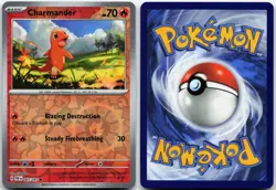 CHARMANDER 007/091 COMMON PALDEAN FATES POKEMON REVERSE HOLO NM - Image 3