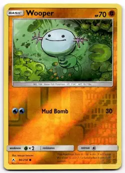 Wooper 96/214 Common Unbroken Bonds Pokemon Reverse Holo Near Mint - Image 1