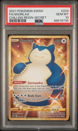 PSA 10 SNORLAX 224/198 SECRET CHILLING REIGN POKEMON - Image 1
