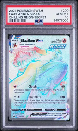 PSA 10 BLAZIKEN VMAX 200/198 SECRET CHILLING REIGN POKEMON - Image 1