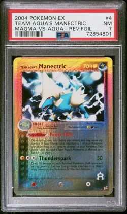 PSA 7 TEAM AQUA'S MANECTRIC REVERSE HOLO 4/95 TEAM MAGMA VS TEAM AQUA POKEMON - Image 1
