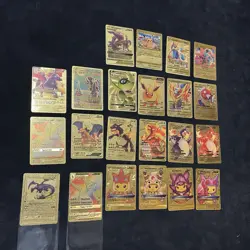 Shining Charizard Pokemon Fan Art Card Pikachu Mega Tag Cosplay Gold Foil Lot - Image 1