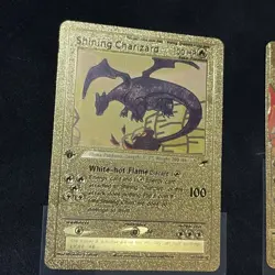 Shining Charizard Pokemon Fan Art Card Pikachu Mega Tag Cosplay Gold Foil Lot - Image 2