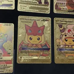 Shining Charizard Pokemon Fan Art Card Pikachu Mega Tag Cosplay Gold Foil Lot - Image 4