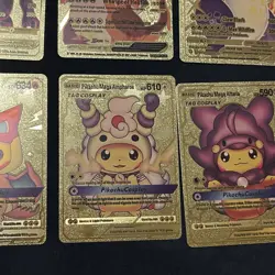 Shining Charizard Pokemon Fan Art Card Pikachu Mega Tag Cosplay Gold Foil Lot - Image 5