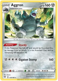 x1 Aggron - 123/189 - Holo Rare Pokemon SS03 Darkness Ablaze M/NM - Image 1