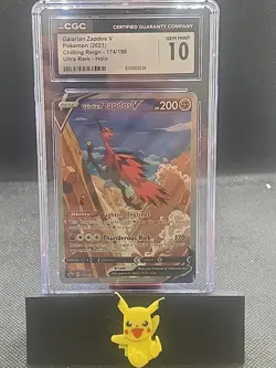 Galarian Zapdos v Alternate Full Art Card 174/198 Chilling Reign CGC 10 Gem Mint - Image 1