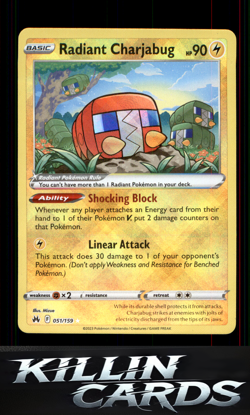 Radiant Charjabug 051/159 Pokemon Radiant Rare Crown Zenith Card NM - Image 1
