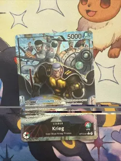 Krieg OP15-001 Alt Art Foil Leader Card One Piece Adventure on Kami’s Island NM - Image 1