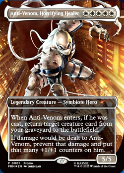 MTG Anti-Venom, Horrifying Healer 1 Media Promo Borderless Foil Marvel Legends - Image 1