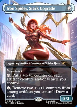 MTG Iron Spider, Stark Upgrade 4 Media Promo Borderless Foil Marvel Legends - Image 1