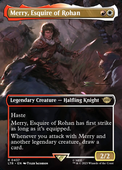 MTG Merry, Esquire of Rohan 437 Rare Foil Borderless The Lord of the Rings - Image 1